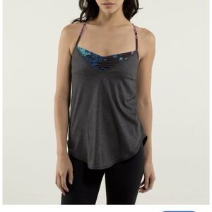 Lululemon Roll Out Tank 4 Workout Top Petal Pop Floral Gray Yoga